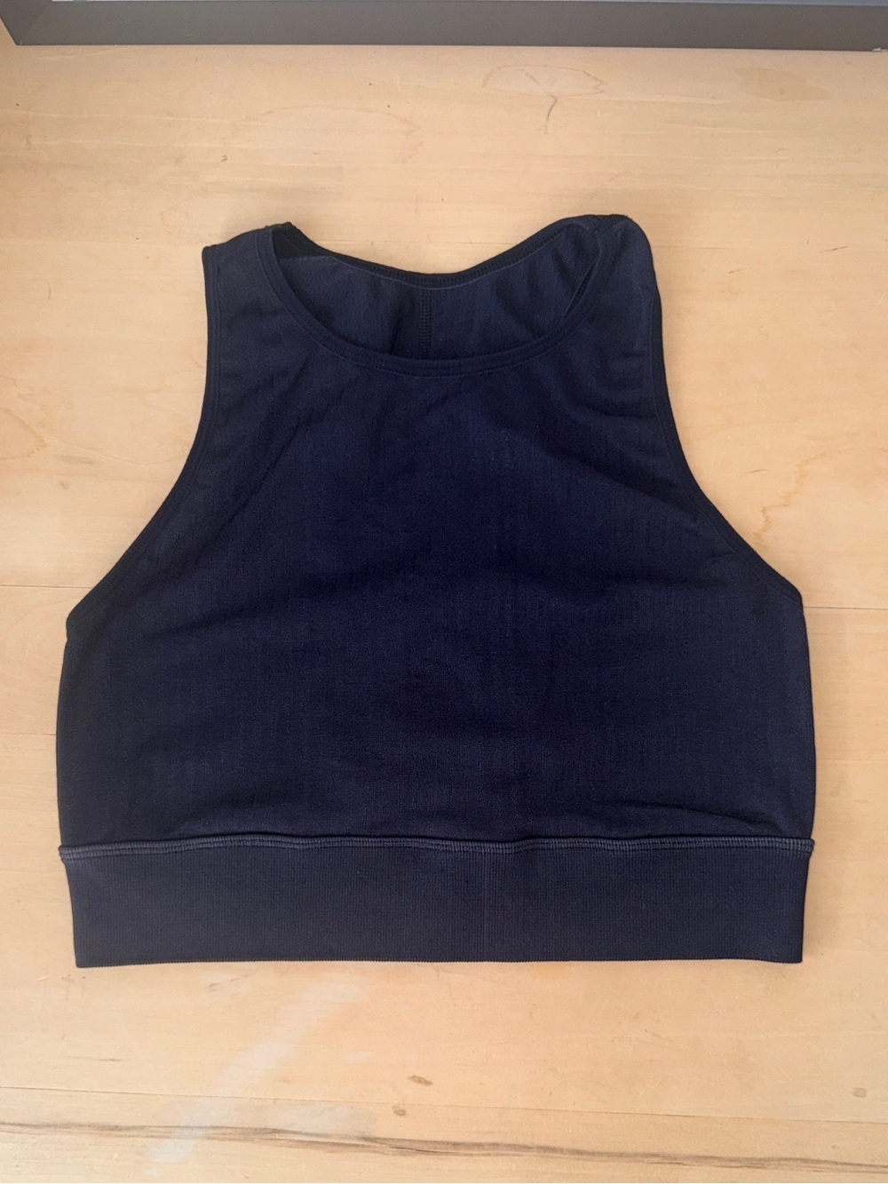 Anthropologie Semless Black Ribbed Racerback Sports Bra - Black XS